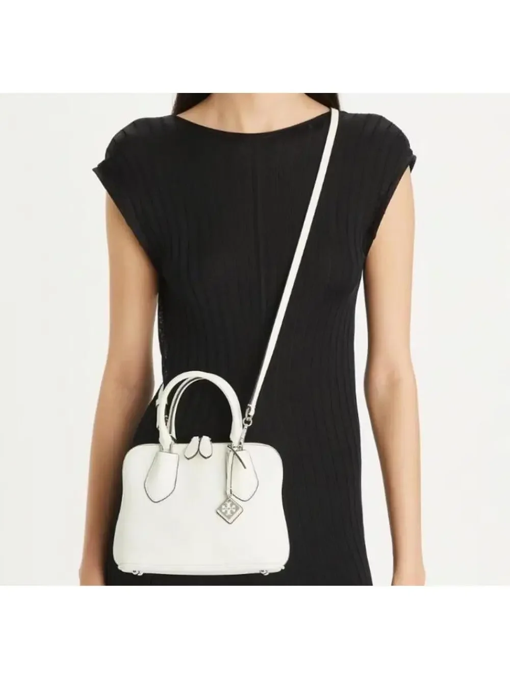 Tory Burch Mini Swing Satchel Leather Bag NWT White
